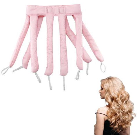 Diffaxy Heatless Curlers - Fascia per capelli senza calore durante la notte, ricci in morbido raso, arricciacapelli per capelli lunghi e medi (rosa)