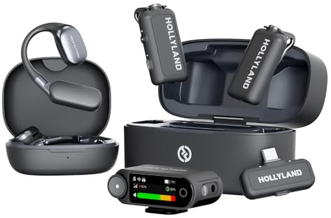 Hollyland LARK MAX 2 Ultimate Combo, micrófono inalámbrico,cancelación de ruido inteligente, monitoreo de audio inalámbrico, grabación interna flotante de 32 bits, micrófono para cámara,iPhone y USB-C