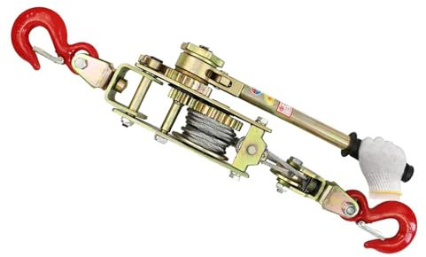 Aocay Verricello Manuale, Argano Manuale a Fune con Cricchetto Autobloccante 2T/3T/4T, Argano a Cricchetto Manuale Bidirezionale con Doppio Gancio per Rimorchiare Veicoli/Spostare Carichi Pesanti(4T)