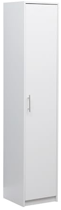 MMT Tall Slim Storage Unit, Wood Cabinet with 1 Door and 3 Shelves