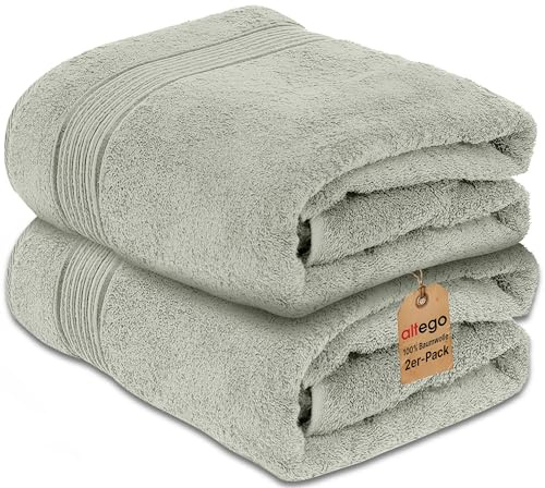 altego Duschtuch 70x140 cm Grün - Duschhandtuch & Badetuch 100% Baumwolle - 2er Set - Premium Qualität
