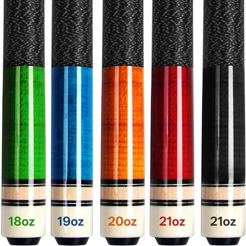 AKLOT Pool Cues,Set of 5 Pool 58 Cue Sticks Canadian Maple Wood Cue Stick for Professional Billiard Players 18 19 20 21 21 oz