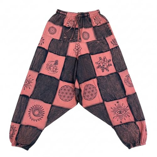 Ezhippie Mens Hippy Patchwork Trouser Lightweight Cotton Boho Festival Summer Harem Pants