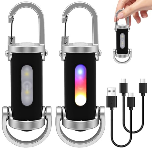 TaimeiMao Linterna Llavero portátil recargable de 2 unidades con linterna y cargador para teléfono, 1200 lúmenes, Mini Linterna LED Recargable, resistente al agua para el hogar, viajes y acampada | Mini llavero de 1200 lm, linterna LED superbrillante, resistente al agua, para el hogar, coche, viajes, camping