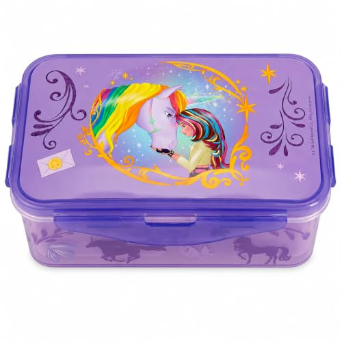 p:os Unicorn Academy lunchlåda barn 1 l med fack – Bentolåda | Fack och klämstängning med tätning, i lila - matlåda och vesperburk för Kita och skola, från 3 år