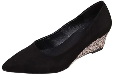 Genérico 2026 Elegantes Zapatos de Punta Puntiaguda con Brillo Brillante: Elegantes Mules de Corte bajo con tacón básico para Uso Diario y de Noche.