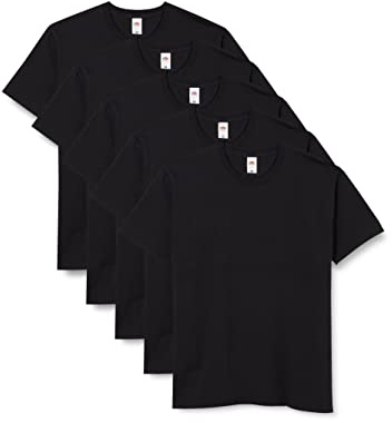 Fruit of the Loom Men's Iconic, lightweight Ringspun Tee, 5 Pack T-Shirt, Black (Black 36), Medium (Size:M) (pack of 5)