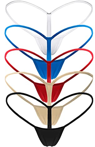 Mbotnee Women's G-Strings Micro Thongs Tiny Panties Underwear (US, Alpha, Small, Regular, Regular, 5-packs Multicolors)