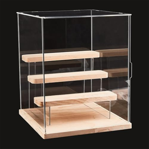 nbeads Vitrine en Acrylique Transparent à 3 Niveau, Figurines Présentoirs Boîte de Comptoir Cube Rangement Organisateur Vitrine Protection Antipoussière pour Figurines, 23.5x22x27 cm