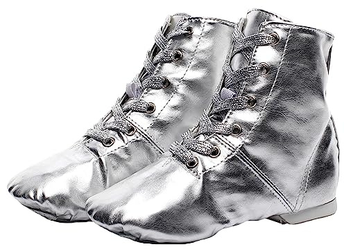 Bottes De Danse en Cuir PU Chaussures De Jazz Semelle Fendue Légère À Lacets Fond Souple pour Enfant Adulte Femme