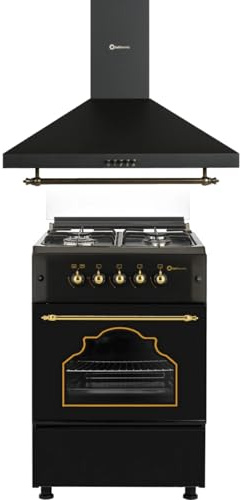 SOLTHERMIC COMBO PACK NEGRO RUSTICO COCINA F5S40G2RB 50 cm 4 fuegos + CAMPANA H60PR