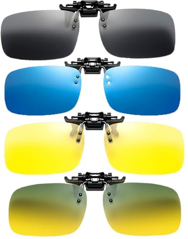 4 Pièces Clip Lunettes Polarisant, Surlunettes de Soleil Homme Femme, Clips Surlunettes De Soleil, Polarized Lunettes De Soleil clip, Clip Sur Lunettes Soleil, pour Conduite et Activités de Plein air