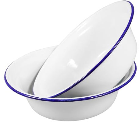 HOLIDYOYO Cuenco Esmaltado 2 Uds Cuenco Esmaltado De Estilo Vintage Para Sopa o Para Mezclar Redondo Para Cereales Ensaladera Para Sopa Para Acampar Casa