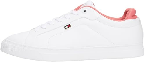 Tommy Hilfiger Donna Sneakers Vulcanizzate Sporty Profilo Basso, Multicolore (White/Washed Cherry), 40