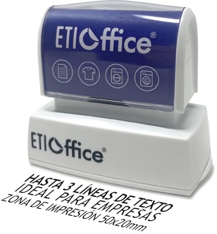 Sello Personalizado empresa: 3 Líneas de Texto. Sello Automático para Documentos de oficina, Dirección