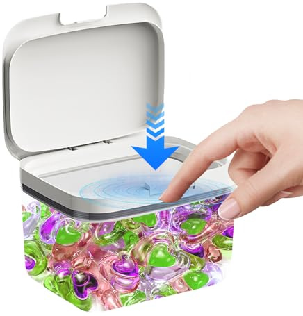 GBKDQQ Waschpulver Aufbewahrungsbox, 2.8L Waschmittelbehälter PET Kunststoff, Waschpulverbehälter mit Luftdichtem Deckel und Messbecher für Waschmittel Hundefutter, Katzenfutter,Transparent