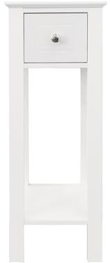 woodluv Bedside Storage Unit, Slimline Tall Telephone Table, Bedside Cabinet, Hallway Entryway Furniture, Freestanding Night Stand, Bedroom Side-table, Slimline Storage For Home - White