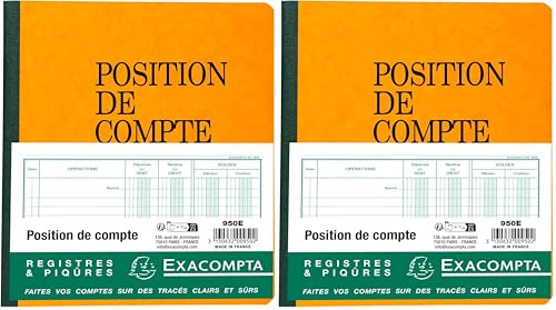 Exacompta - Réf. 950E - 1 Piqûre position de compte - Numérotée - Format vertical - Dimensions extérieures : 21 x 19 cm - 80 pages - Couleurs aléatoires : Bleu - Jaune - Rouge - Vert (Lot de 2)