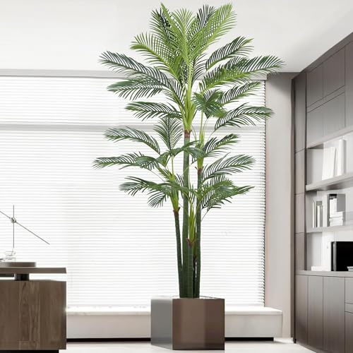 Roselywed Artificial Areca Palm Tree 9FT with 35 Leaves Deluxe Realistic Tall Large Fake Faux Tropical Silk Plant 108 Inch Black Pot for Indoor Home Office Porch Mall School Decoration