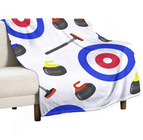 Coperta morbida da tiro, stile curling, sport, scopa, pietra, accogliente, calda, in flanella, comoda coperta autunnale per divano, letto, per tutte le stagioni, da donna e da uomo, leggera, decorazio