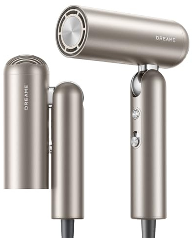 DREAME Pocket Pro Secador de Pelo de Alta Velocidad, Plegable en 3, Peso 300 g, Motor de 110.000 rpm, 300 Millones de Iones Negativos/cm³, Secado NTC en 40 Segundos, Funcionamiento Silencioso