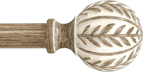 Gormena Gardinenstange Holzoptik 80-218cm Ausziehbar Metall Boho Stil