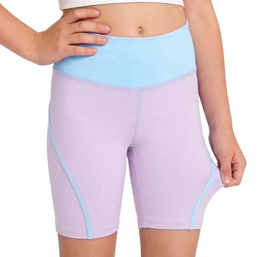 Tokeya Girls Cycling Shorts High Waisted Sports Short 10-11 Years, Purple