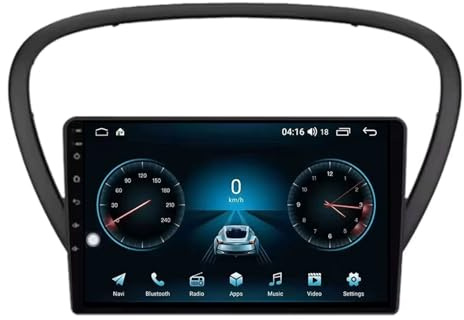 Autorradio Multimedia GPS Auto Inalámbrico Android 14 para Peugeot 607 2004-2010 Unidad Principal de 9 Pulgadas con Pantalla táctil GPS Bluetooth WiFi FM cámara de Marcha atrás (6 GB + 128 GB).