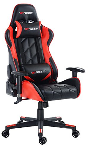 GTFORCE PRO GT Reclining Sports Racing Gaming Office Desk PC CAR Faux Leather Chair (Red)