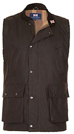 Nicky Adams Countrywear Men's Waxed Waistcoat Quilted Padded Waterproof Outdoor Gilet - Ideal for Shooting, Fishing, and Hunting – Made in UK