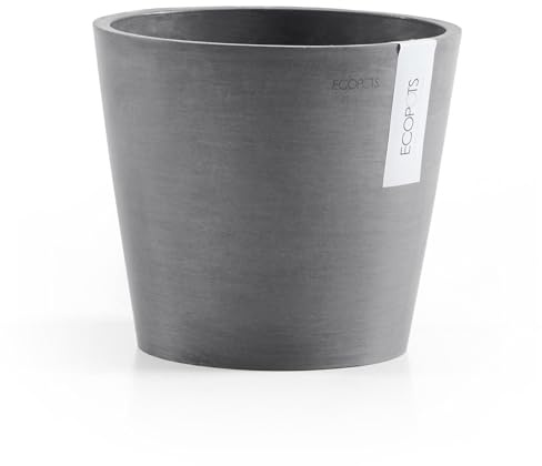 Ecopots Ashortwalk Plant Pot and Flowers for Indoor and Outdoor Amsterdam Diameter 20 cm Highly Resistant Made with Recycled Plastic Colour Grey (Grey)