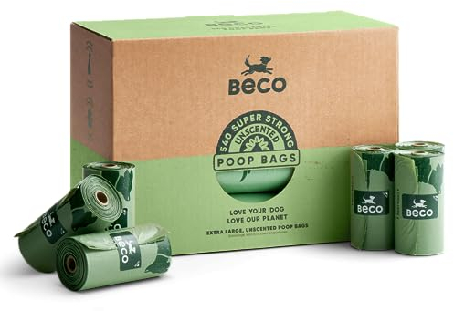 Beco Starke und große Kotbeutel – 270 lose verpackt mit Griffen zum Binden – Boxspender (Unscented - 540 Kotbeutel)