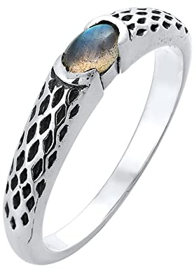 Kuzzoi Anillo para hombre con piedra labradorita moderno en plata de ley 925, elegante anillo de plata con anillo parcialmente oxidado, anillo de banda para hombres de tamaño 60 – 66, 0609191521