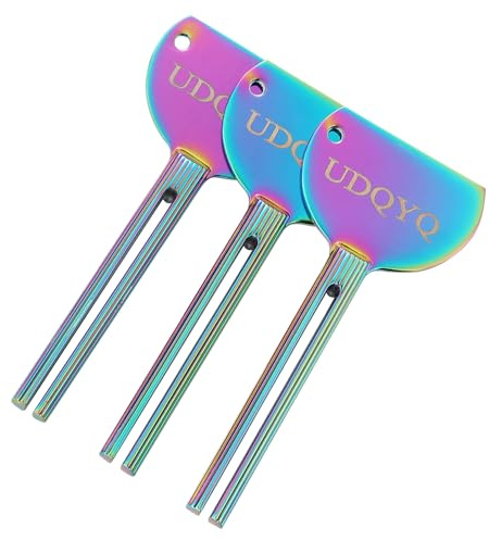 UDQYQ 3 Pieces Tube Squeezer, Stainless Steel Tube Squeezer, Metal Toothpaste Squeezer, Tube Dispenser, Save Toothpaste, Creams, Paint, Ointment, no More Mess and Waste. (Iridescent)