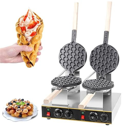 Máquina para hacer gofres de huevo comercial, máquina para hacer gofres con burbujas, cuerpo de acero inoxidable, máquina para hacer gofres belgas, máquina profesional para pasteles y gofres de huevo