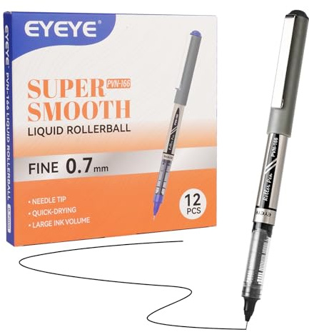 EYEYE Penne a sfera con punta ad ago, punta extra fine da 0,5 mm, confezione da 12 penne a sfera con inchiostro nero, ad asciugatura rapida, per scrivere agende, prendere appunti, forniture per