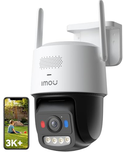Imou 6 MP PoE övervakningskamera utomhus med Aurora färgmörkerseende ljus som på dagen, 2,4/5 GHz WLAN utomhuskamera 360° PTZ, KI person-/fordonsidentifiering, smart spårning, 2-vägsljud, siren privat