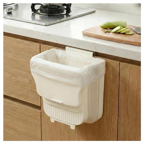 Fognill Foldable Food Waste Bin - 10L Hanging Trash Bin with Lid, Small Kitchen Bins, Food Waste Caddy Trash Can for Under Sink, Cupboard, Camping, RV, Bathroom, Bedroom