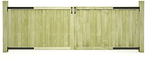 Cancello d'ingresso per giardino, porta da giardino, 2 pezzi, 300 x 100 cm, legno di pino impregnato, per terrazza e giardino