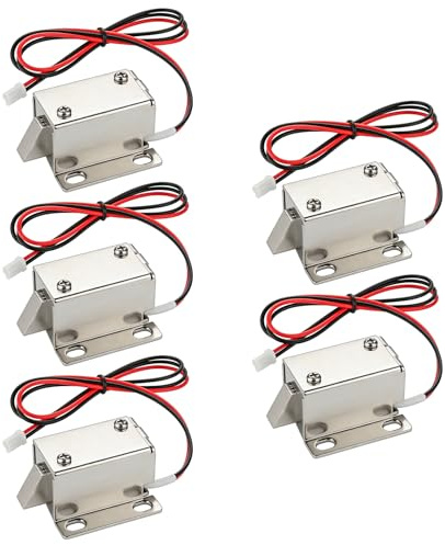 5 pièces DC 12 V Serrure magnétique électromagnétique : solénoïde serrure électrique électromagnétique argent, haute sécurité pour armoire, tiroir, armoire, système de sécurité