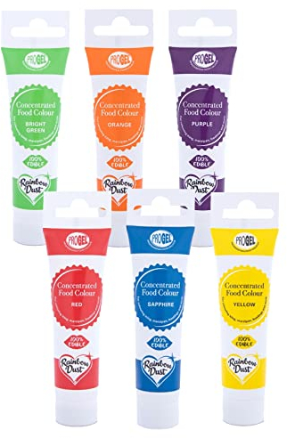 RAINBOW Dust ProGel Icing Colour Paste Gel Food Colouring Sugarcraft Set 6 Pack