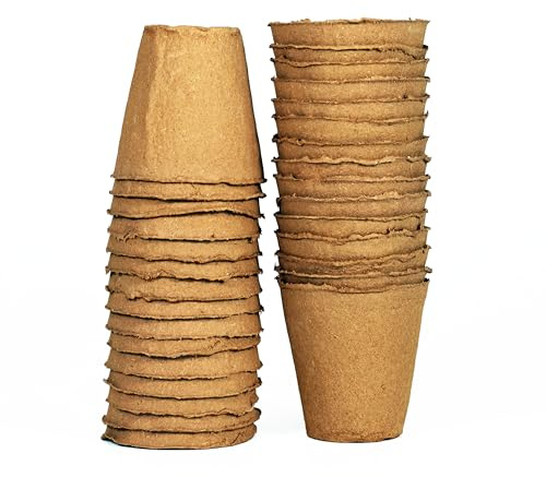 Daniel's Plants 4 Naked Pots | Large Natural Plantable Seed Starter Pots | OMRI-Listed Biodegradable for Seedlings | Enhanced Aeration | Earth Friendly - Peat Free | 30 Pack 4 Inch Round