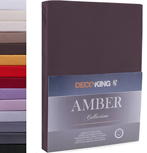 DecoKing Spannbettlaken 100x200 120x200 cm 100% gekämmte Baumwolle Braun Spannbetttücher Jersey Boxspringbett Amber 100 x 200 120 x 200