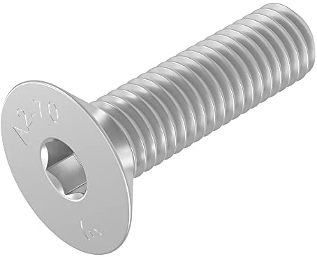 SECCARO Vite a testa svasata M5 x 20 mm, acciaio inox V2A VA A2, DIN 7991 / ISO 10642, esagono incassato, 20 pezzi