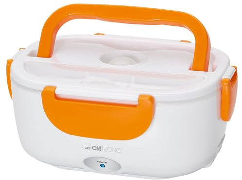 CLATRONIC LB 3719 - Contenitore per il pranzo elettrico, per riscaldare cibi fino a 75 °C, volume circa 1,7 litri, bianco/arancione