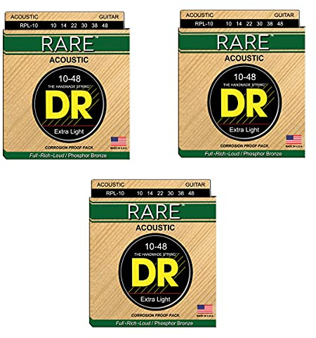 DR RPL-10 Corde per chitarra western rare, 010-048, confezione da 3