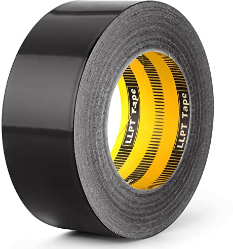 LLPT Ruban en Aluminium Noir 5cm x 50m 3,94 mil Adhésif Résistant à Haute Température HVAC Scellage Ruban de Conduit d'air Froid Chaud pour la Réparation de Tuyaux Métalliques (BF255)