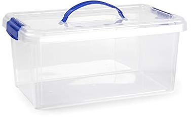 PLASTIC FORTE, Caja de almacenamiento, TRANSPARENTE, 10 litros, con asa