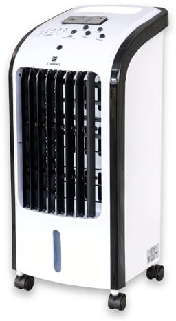 Straame Evaporative Air Cooler with Humidifier, 4L Detachable Tank, Remote Control, 2 Ice Packs, 3 Speeds, 7.5 Hour Timer, Portable Air Cooler for Bedroom, Room Cooler with Auto Swing & Caster Wheels