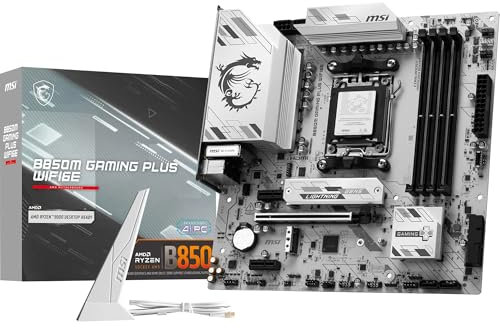 MSI B850M GAMING PLUS WIFI6E Motherboard, mATX - Supports AMD Ryzen 9000/8000 / 7000 Processors, AM5 - DDR5 Memory Boost 8200+ MT/s (OC), PCIe 4.0 x16, M.2 Gen5, Wi-Fi 6E, 2.5G LAN